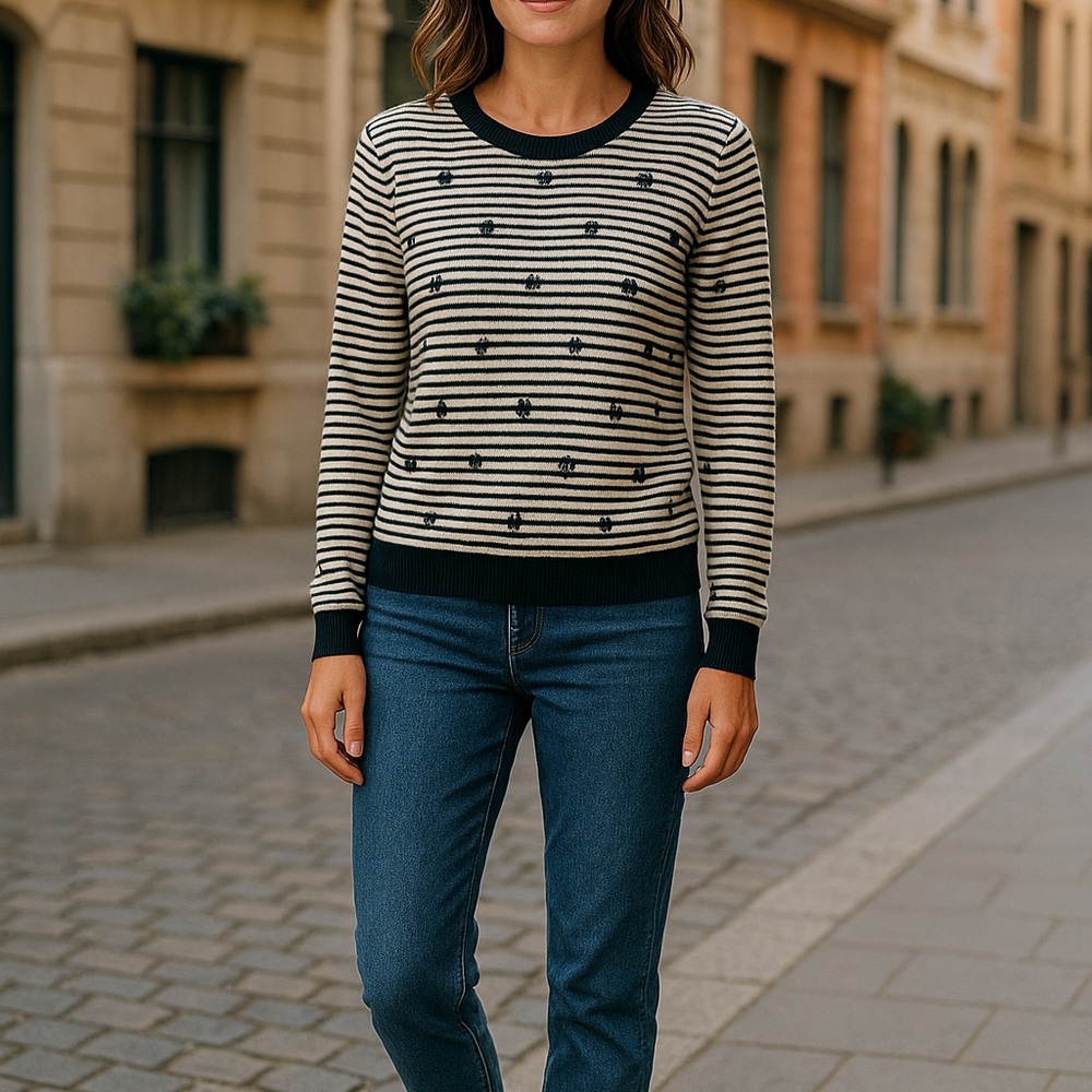 Banana Republic Black and White Striped Sweater